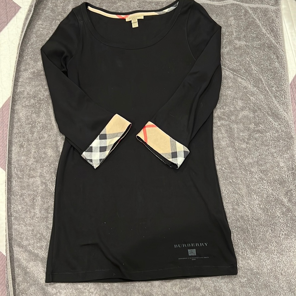 Burberry Brit Womens Flip Cuff 3/4 Sleeve Wide Neck Nova Check Long